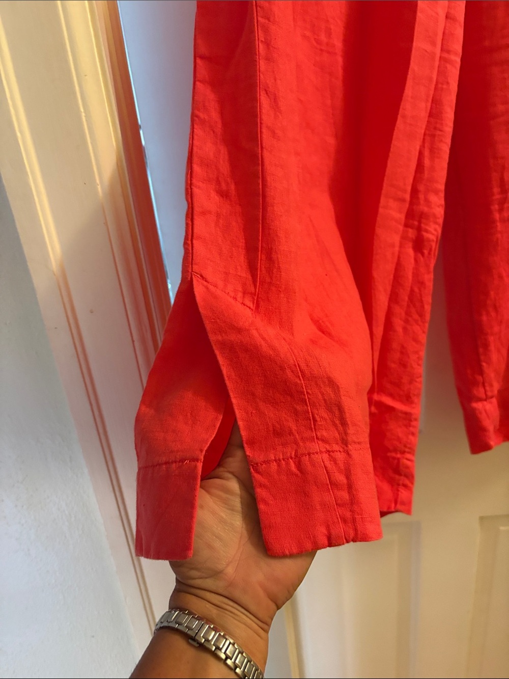 Women’s Orange Casual Linen-Blend Cullottes - Picture 2 of 4
